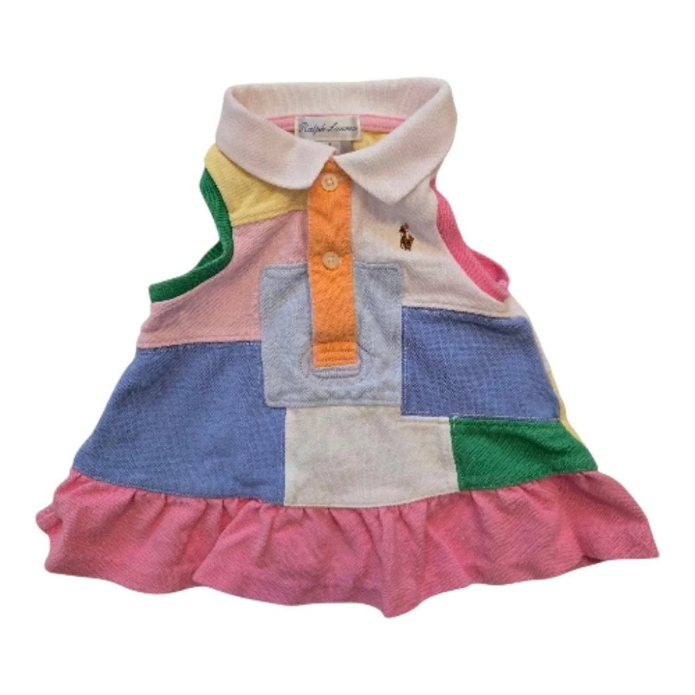 Ralph Lauren Multicolor Polo Collar Patchwork Dress